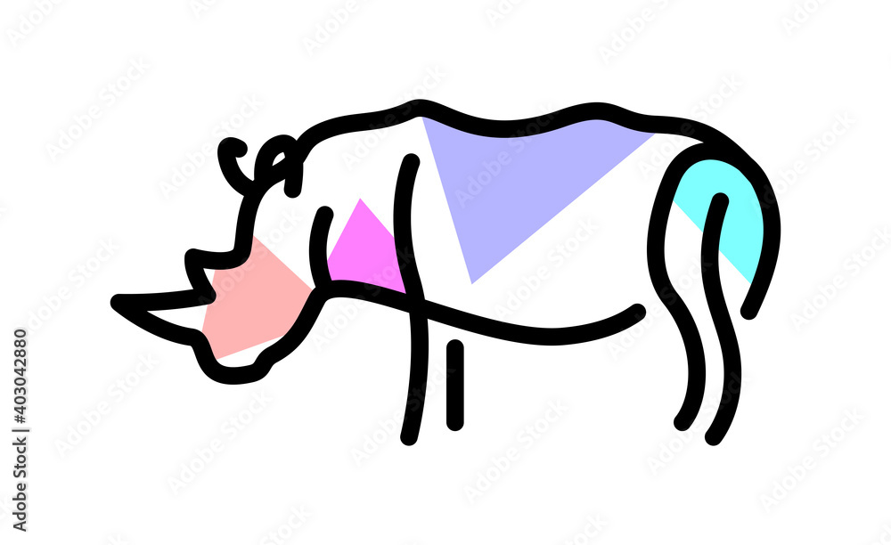 Vector rhinoceros in filling shapes style Vector rhinoceros in filling shapes style
