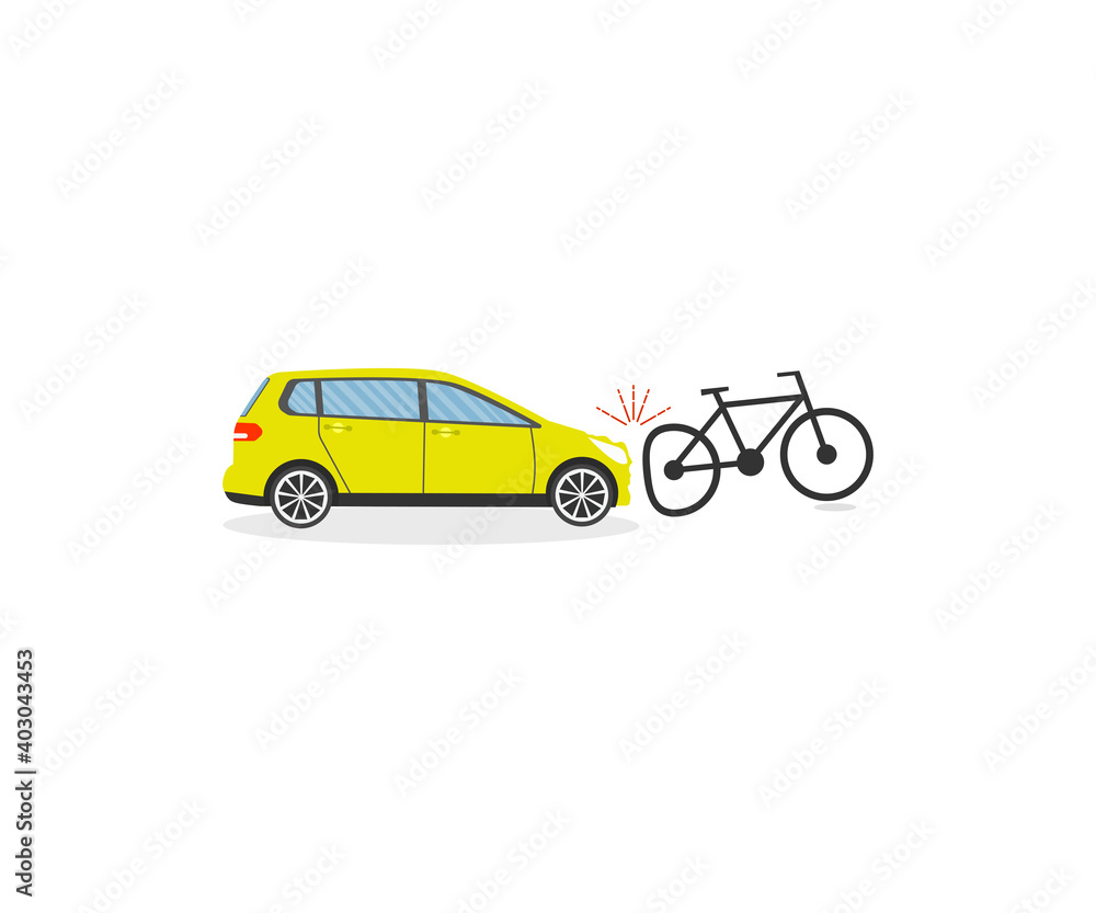Car accident with bike. Vector illustration.