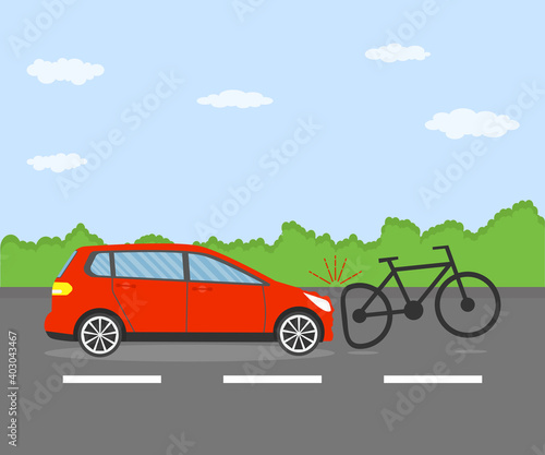 Car accident with bike. Vector illustration.