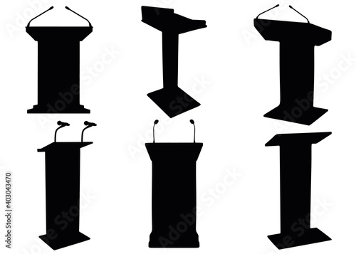 Tribune with microphone included. Vector image.