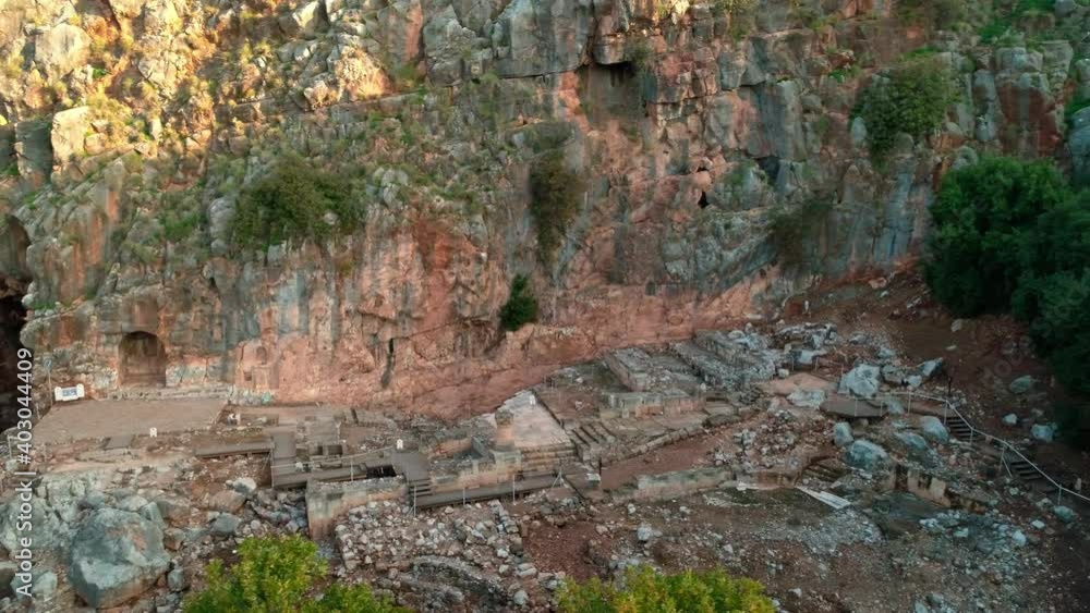 Aerial view of The ancient site Banias,Caesarea Philippi Aerial view of The ancient site Banias,Caesarea Philippi