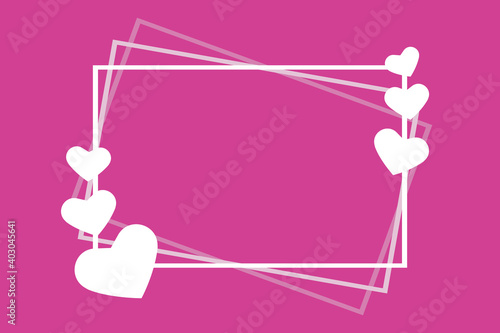 Greeting card, white frame and hearts Happy Valentines Day, Mother's Day, empty frame vector design © OlgaKorica