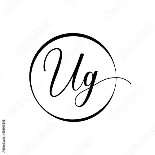 Initial UG letter Logo Design vector Template. Abstract Script Letter UG logo Design