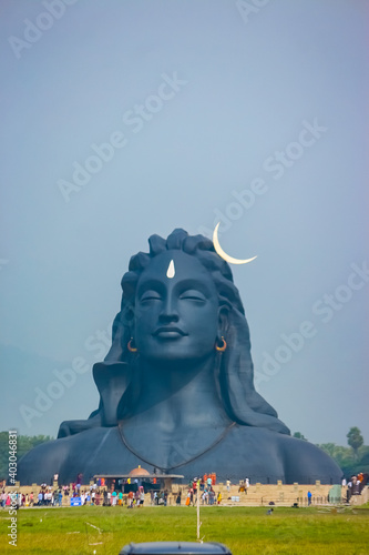 COIMBATORE , INDIA - DECEMBER 26, 2020: Adiyogi Shiva Statue - People Are Visiting And Praying Lord Shiva Statue in Isha Yoga. Editorial Stock Images photo