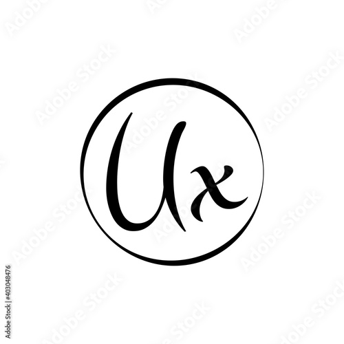 Initial UX letter Logo Design vector Template. Abstract Script Letter UX logo Design