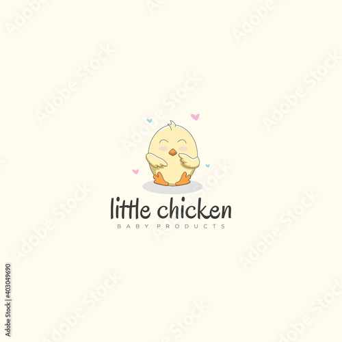 Cute Little Chicken Logo Vector