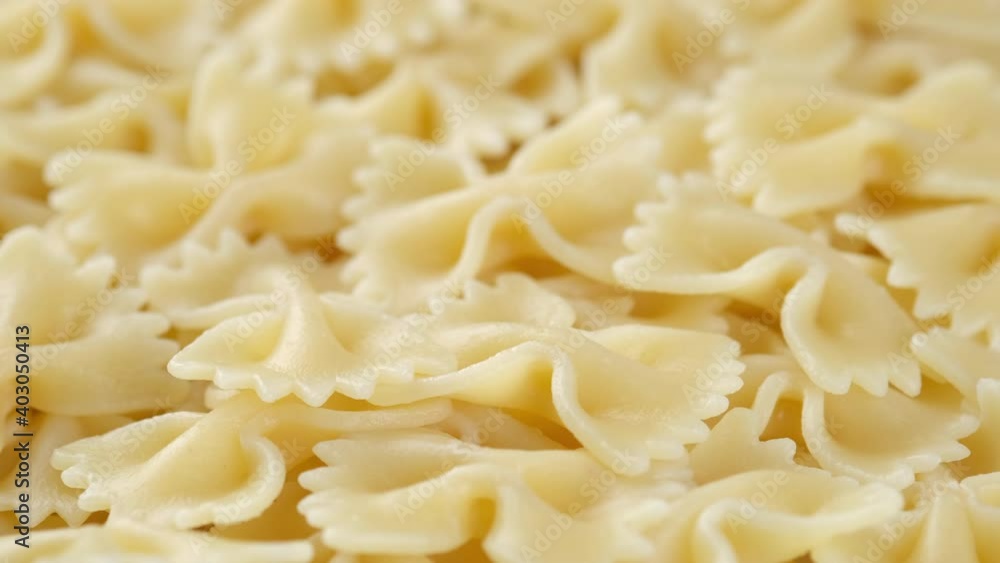 italian pasta farfalle close up rotation italian pasta farfalle close up rotation