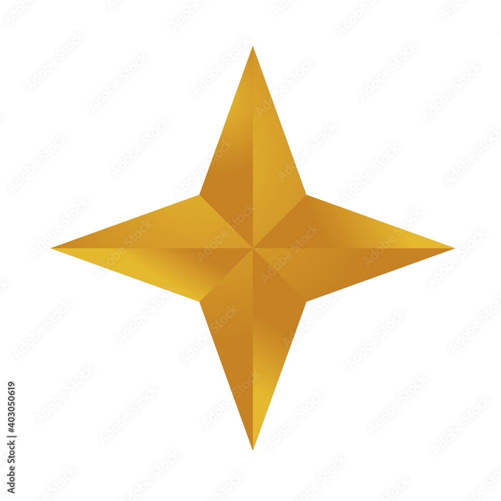 Obraz premium happy merry christmas golden star with four pointed icon