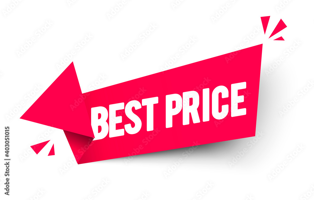 Vector Illustration Red Arrow Label With Text Best Price
