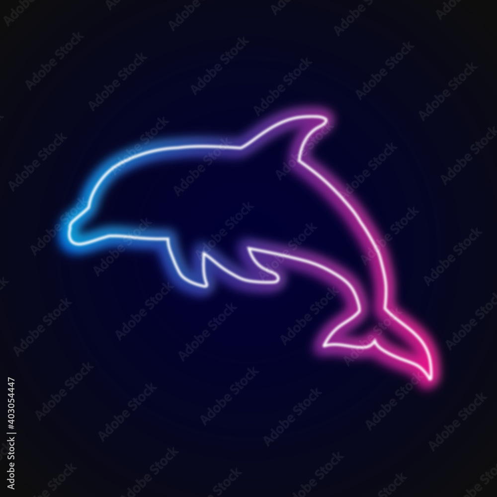 neon dolphin on a black background