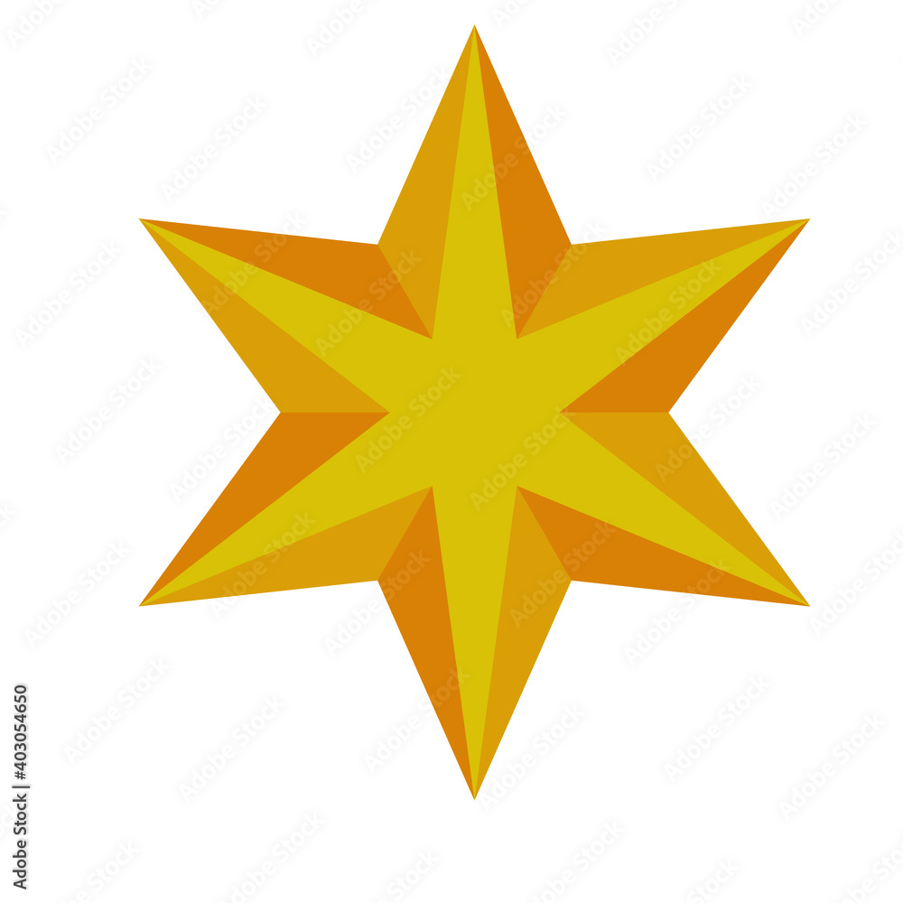 happy merry christmas golden star with six pointed icon