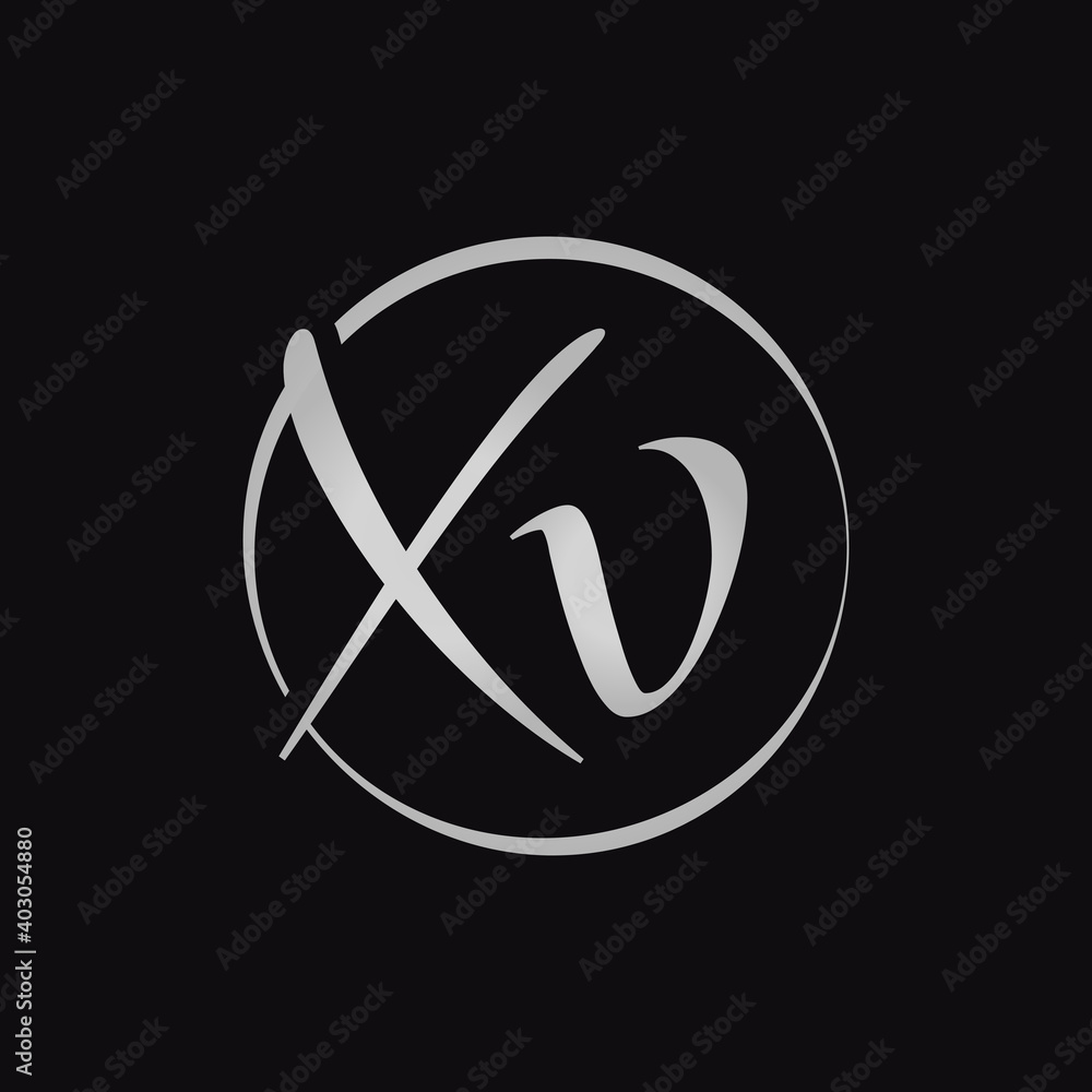 Creative XV letter Logo Design vector Template. Initial Script Letter XV Logo Design