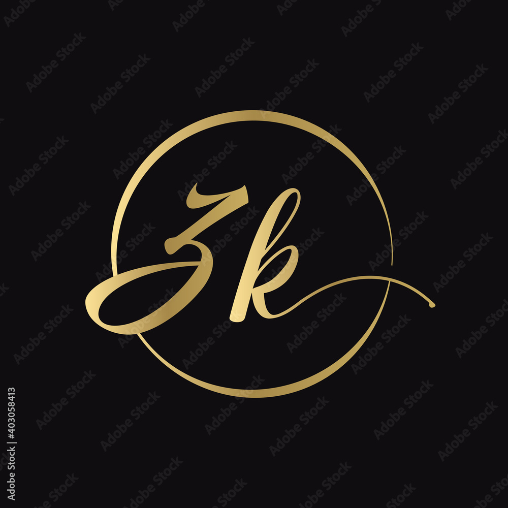 Obraz premium ZK letter Logo Design vector Template. Abstract Script Letter ZK Vector Illustration