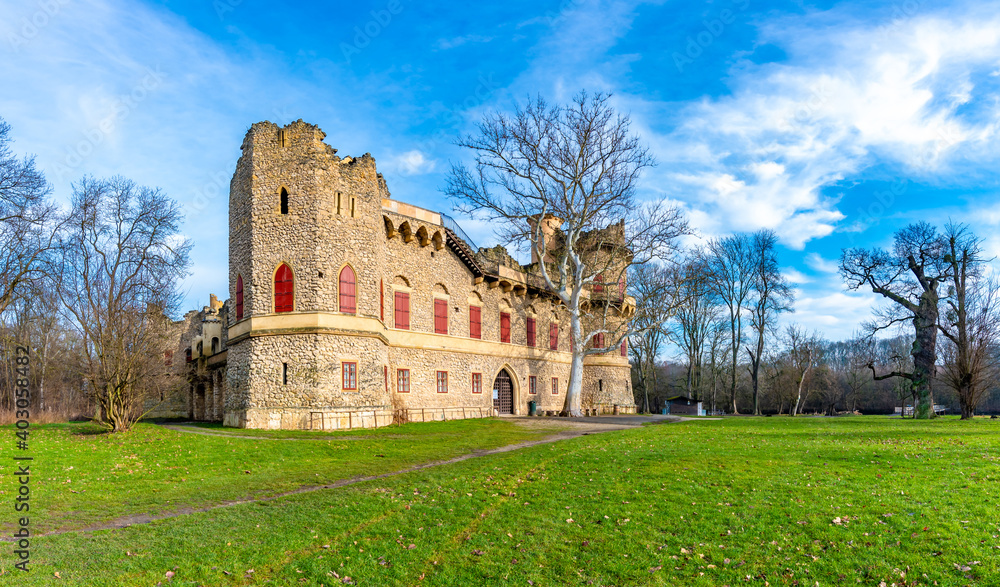 Fototapeta premium Ruins of Janohrad castle in Lednice areal in South Moravia – Czech Republic. Lednice-Valtice areal. UNESCO heritage.