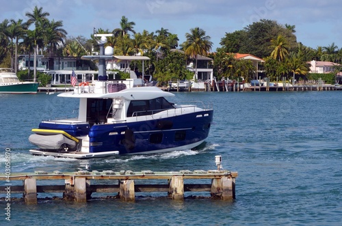 Well appointed cabin cruiser on the Florida Intra-Coastal Waterway