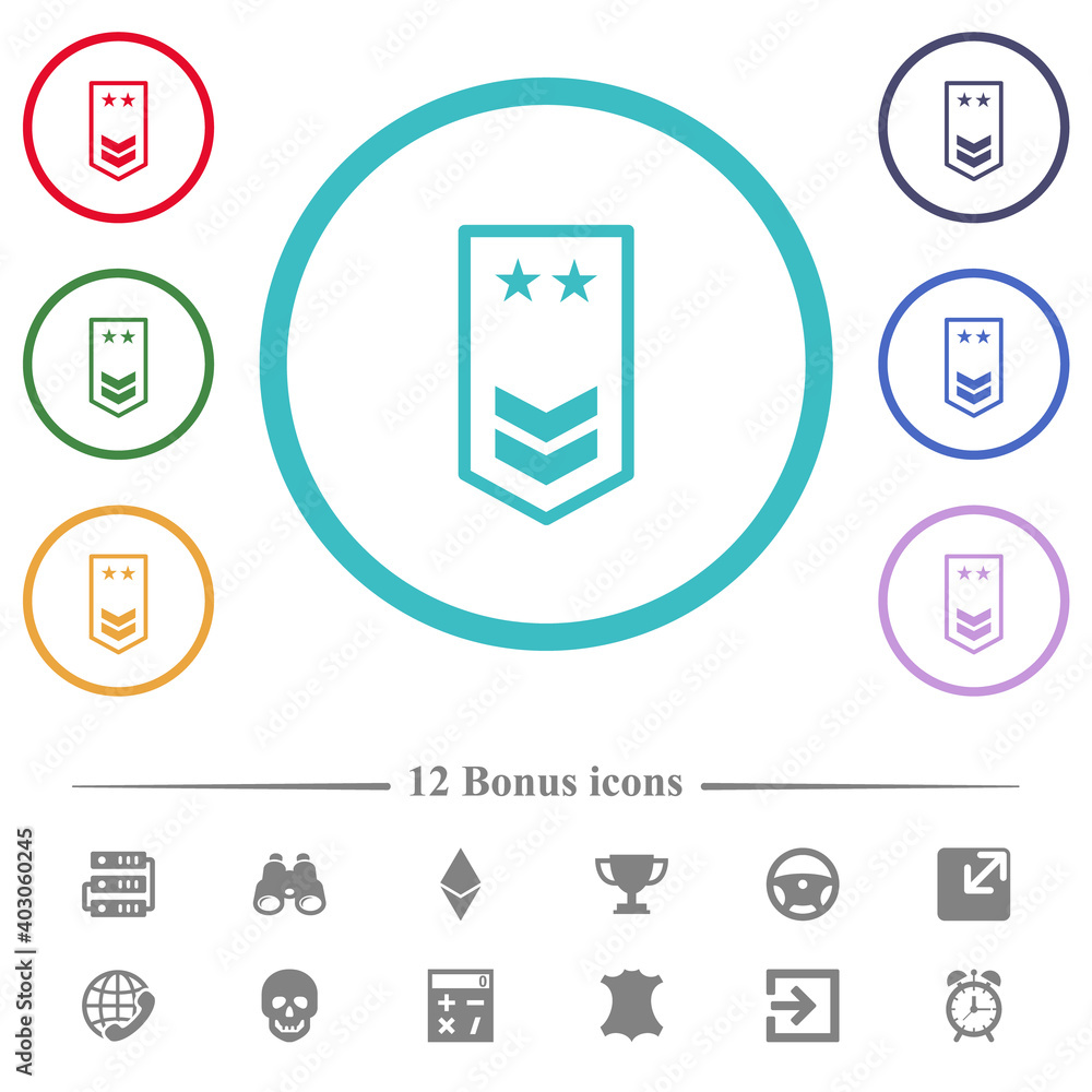 military insignia with two chevrons and two stars flat color icons in circle shape outlines military insignia with two chevrons and two stars flat color icons in circle shape outlines