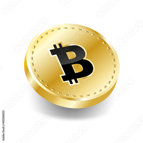 Golden expensive shiny coin cryptocurrency bitcoin technology blockchain isolated on white background