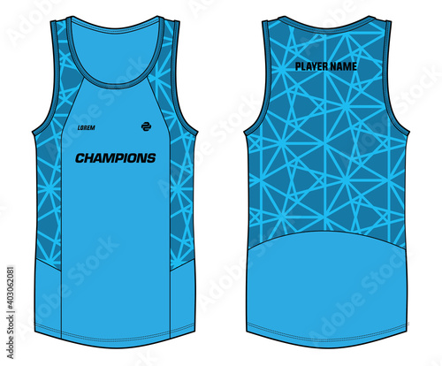 Sleeveless Tank Top Basketball  jersey vest design t-shirt template, sports jersey concept with front and back view for Men and women. Basketball, Volleyball jersey, Running, tennis, badminton uniform
