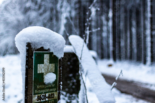 Hike through snow from Hohe Acht to Adenau, near Nürburgring Nordschleife