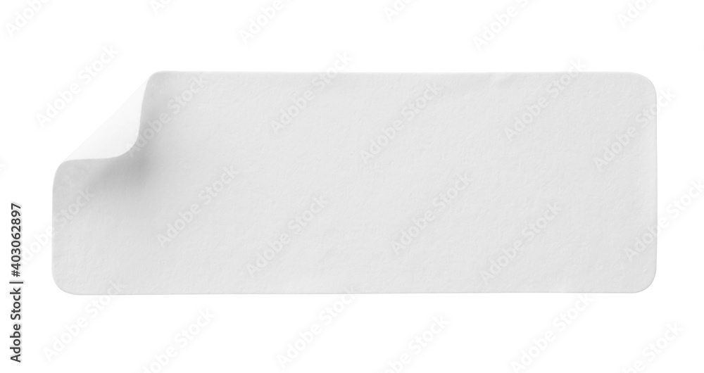 Blank white paper sticker label isolated on white background
