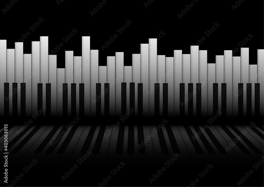 Vector : Piano with reflect on black background Vector : Piano with reflect on black background