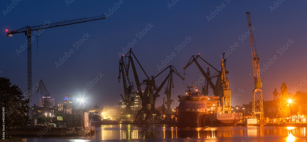 port at night