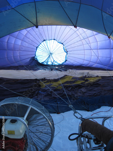 Inflatable balloon. Abstract blue background