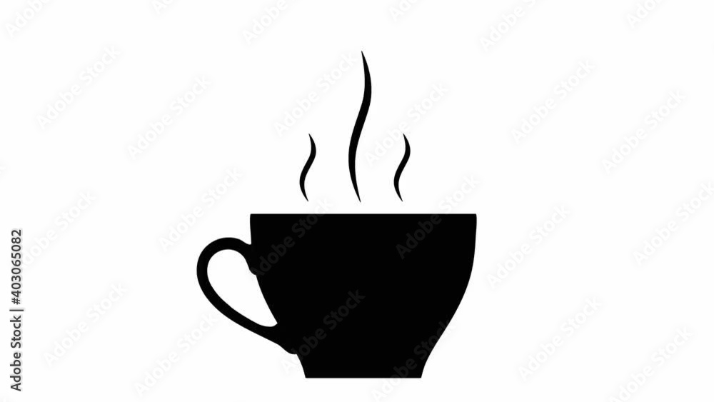 Black coffee cup with steam flat 2D video animation Black coffee cup with steam flat 2D video animation