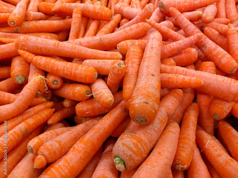 A group of organic orange carrots at the supermarket, Food economy and vegetable prices in the market, staple food carrots A group of organic orange carrots at the supermarket, Food economy and vegetable prices in the market, staple food carrots