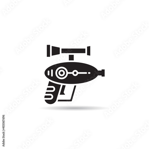 blaster, laser gun, futuristic gun icon on white background