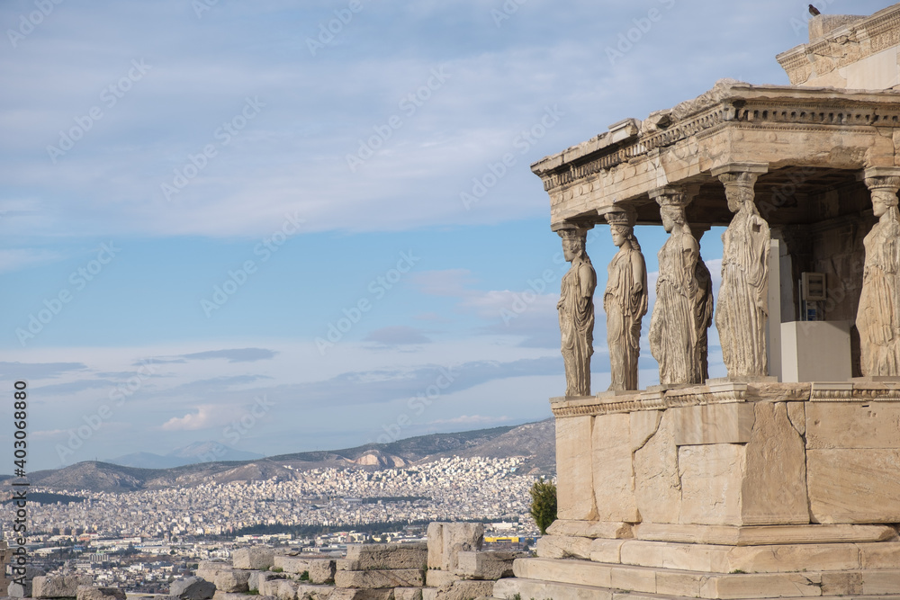Athens - December 2019: view of Old Temple of Athena Athens - December 2019: view of Old Temple of Athena