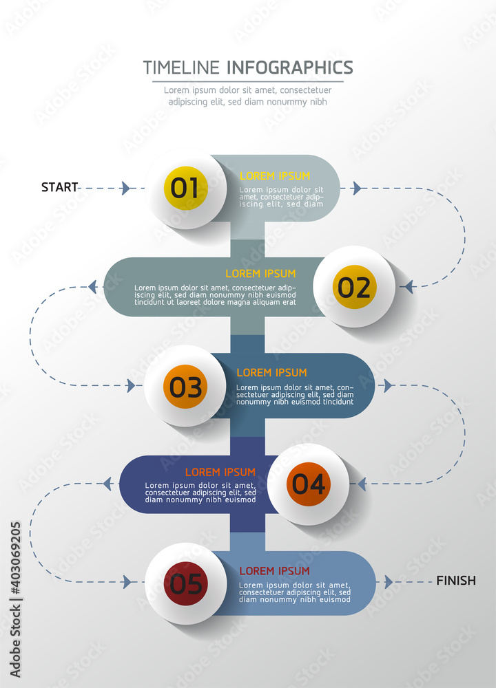 Fototapeta premium Vector elements for infographics. presentation and chart. steps or processes. options number workflow template design,5 steps.