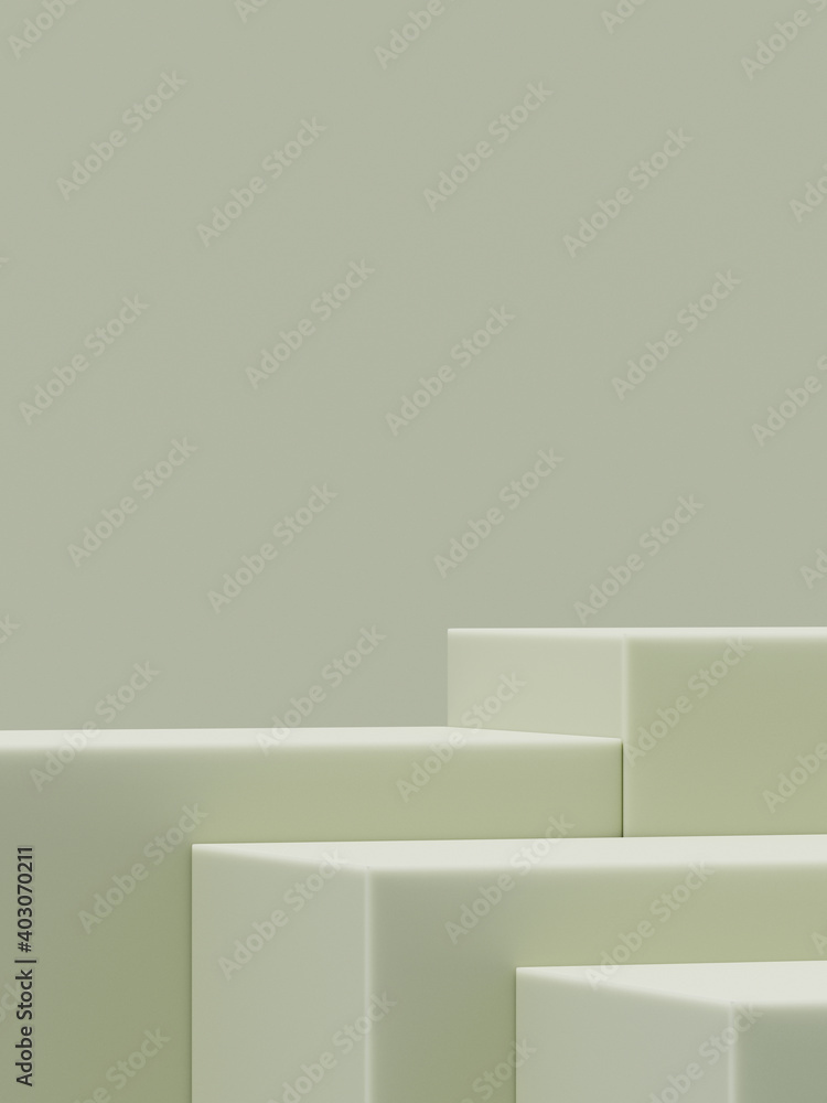 Minimal abstract mockup background for product presentation. Green step podium on green background. 3d rendering illustration. Clipping path of each element included. Minimal abstract mockup background for product presentation. Green step podium on green background. 3d rendering illustration. Clipping path of each element included.