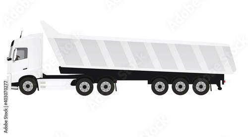 White dump truck. vector illustration