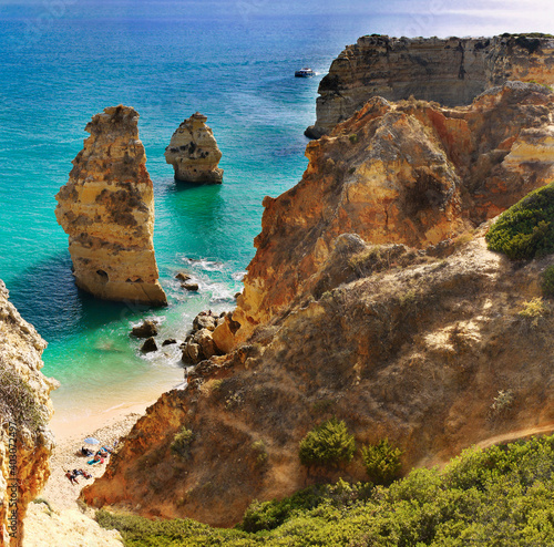 Rocky coast of the sea, Algarve Portugal