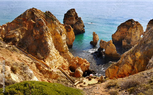 Algarve coastline and sea cliffs in Portugal