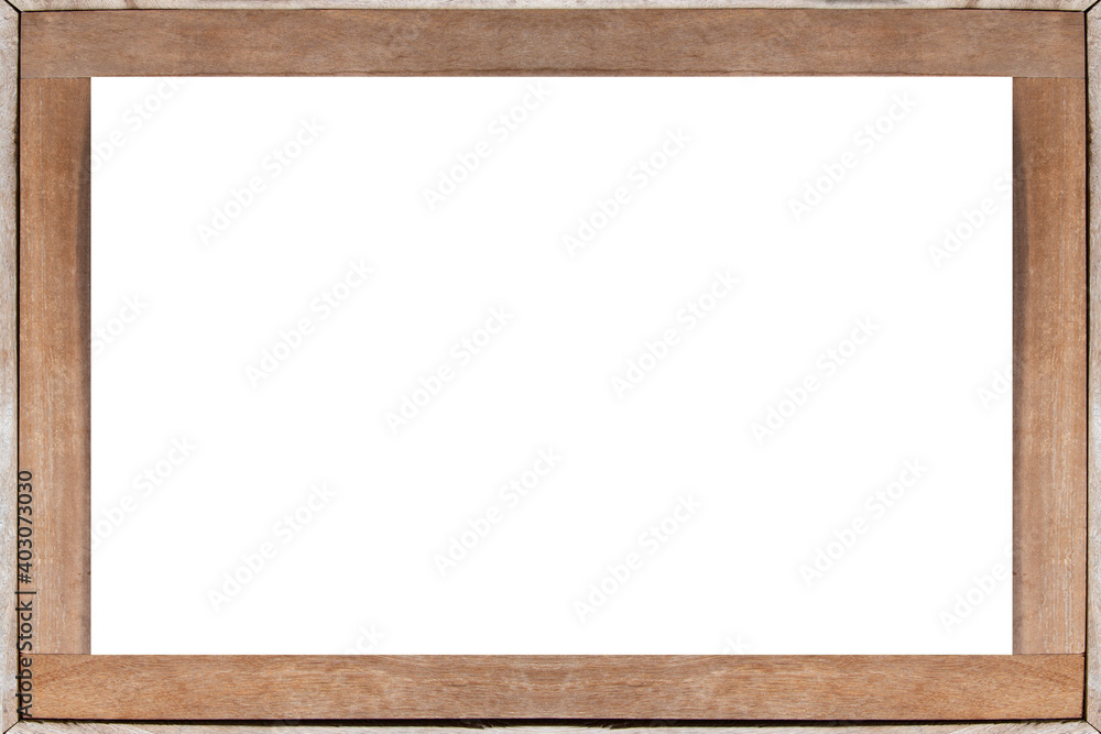 Wood frame isolated on white background.Clipping path.