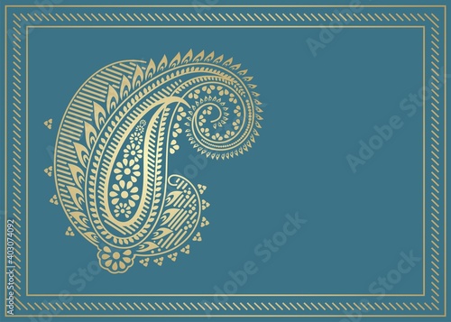 wedding template design, paisley floral motif , India	