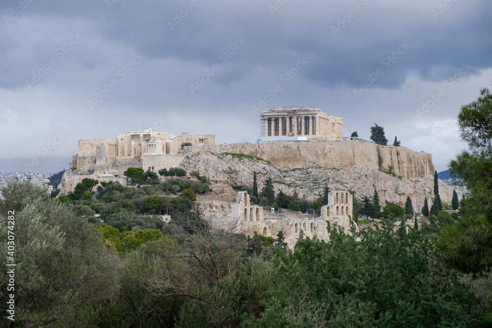 Athens - December 2019: view of Pantheon