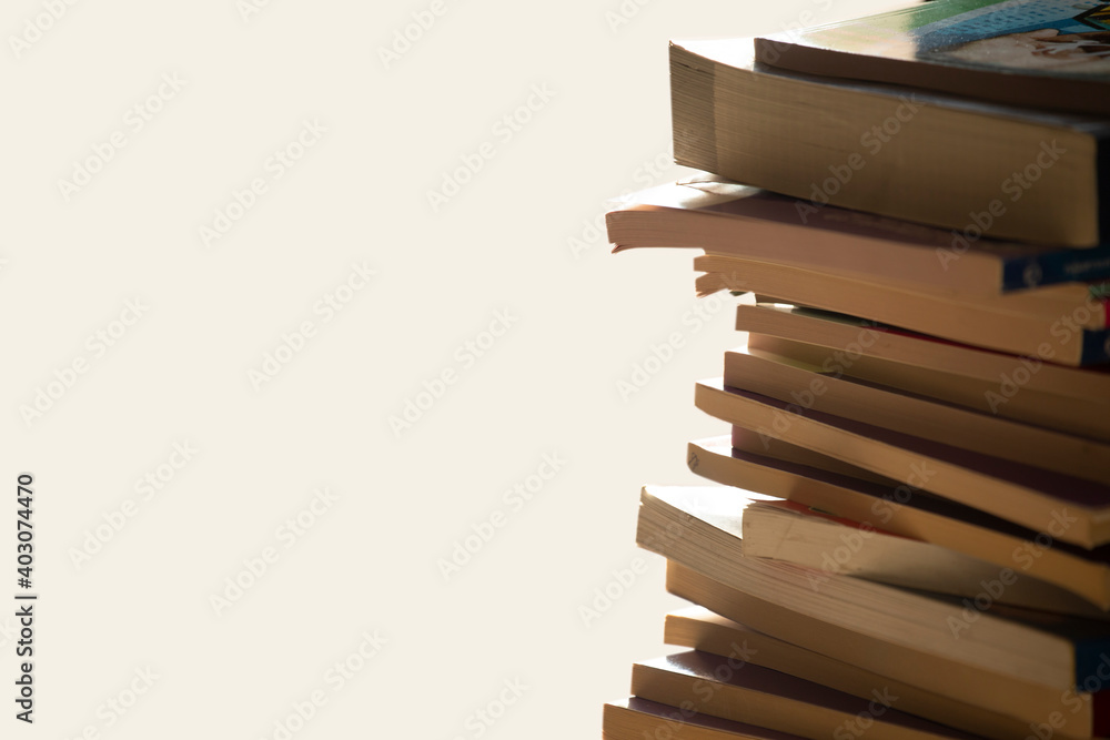 Books stack in library with space. Books stack in library with space.
