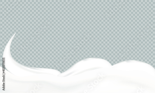 Flowing realistic liquid mayonnaise on transparent background.Spreading cheese, cream, milk, cream or yogurt.