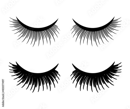 Long eyelashes on a white background. Vector illustration.