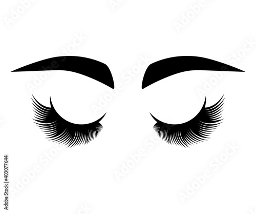 Long eyelashes on a white background. Cartoon. Vector illustration.