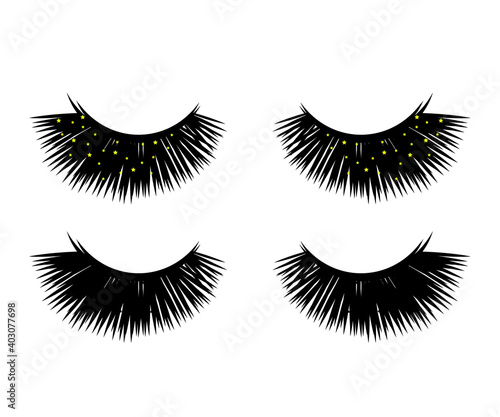 Long eyelashes on a white background. Cartoon. Vector illustration.