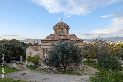 Athens - December 2019: exterior of Church of the Holy Apostles
