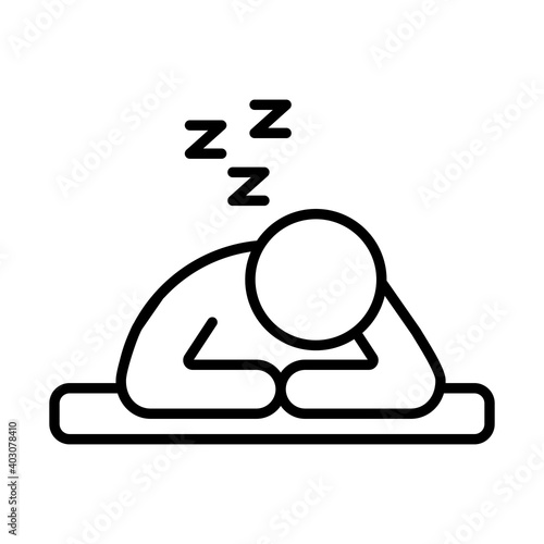 person sleeping with z letters line style icon