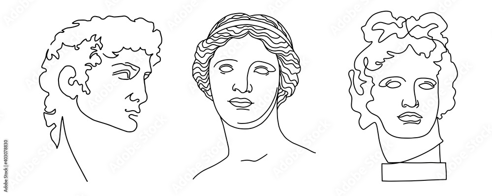 David, Venus de Milo, Apollo antique statues David, Venus de Milo, Apollo antique statues