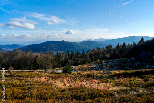 Fototapeta Naklejka Na Ścianę i Meble -  beautiful mountain glade in Beskid Wyspowy, Poland