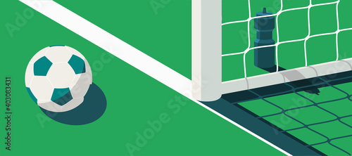 soccer ball standing next to goal post