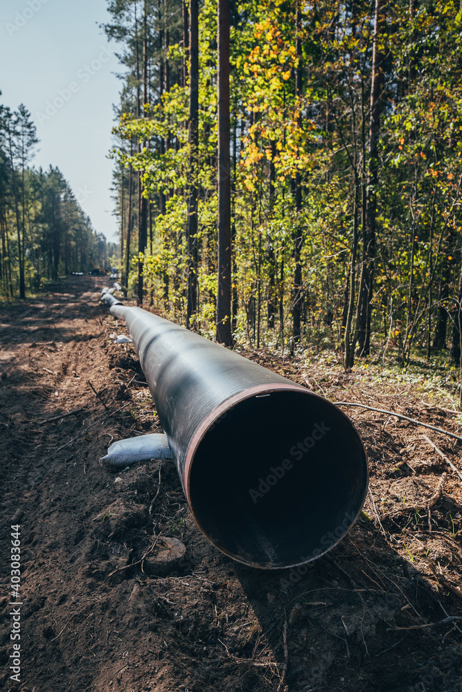 Pipeline construction - laying a gas pipe in the ground